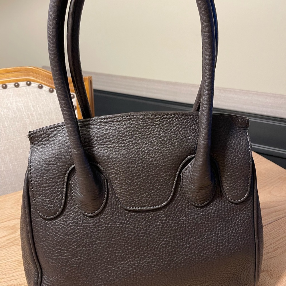 Beautiful Brooks Brothers Dark Brown Pebble Leather
Satchel Handbag